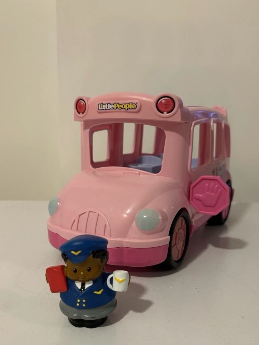 Little People School Bus Girl Pink Talking Sounds  Fisher Price Plus Bus Driver